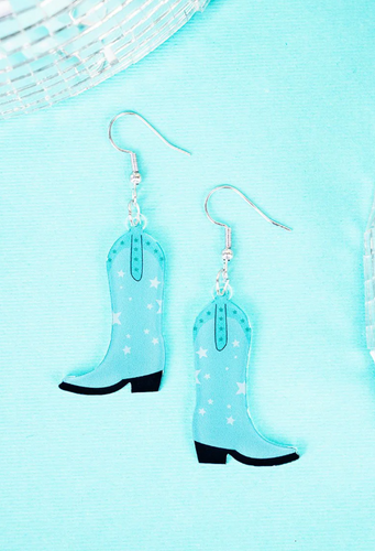 Western Turquoise Cowboy Boots Earrings