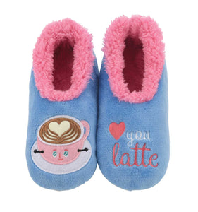 Love You Latte Snoozies Slippers  EXTENDED SIZES ONLY