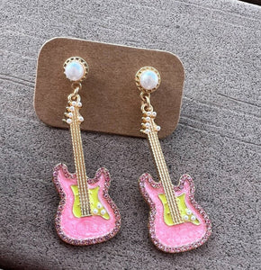Music Row Pink Guitar Earrings