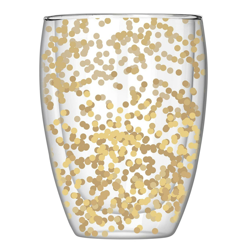 Get Your Party On Gold Confetti Wine Glass