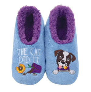 The Cat Did It Snoozies Slippers  EXTENDED SIZES AVAILABLE