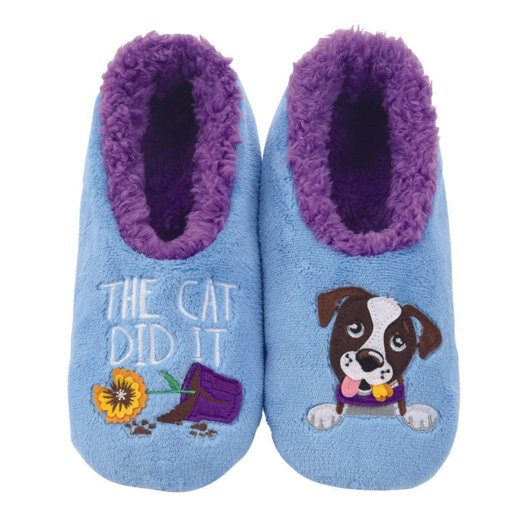 The Cat Did It Snoozies Slippers EXTENDED SIZES AVAILABLE – Rose
